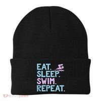 Eat Sleep Swim Repeat Swimmer Gift Beanie thumb 0