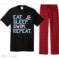Eat Sleep Swim Repeat Swimmer Gift Pajama Set thumb 0
