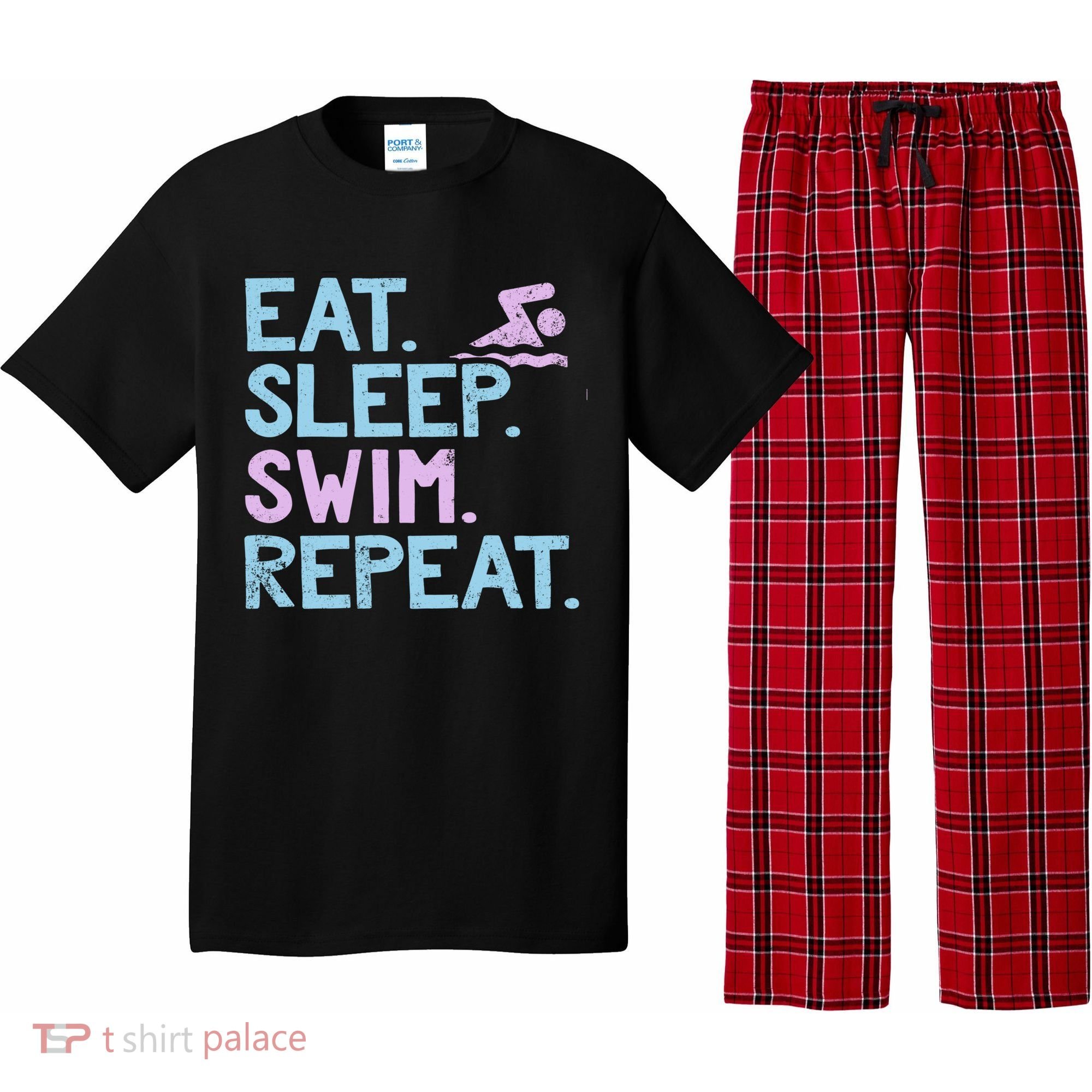 Eat Sleep Swim Repeat Swimmer Gift Pajama Set