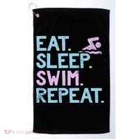 Eat Sleep Swim Repeat Swimmer Gift Golf Towel thumb 0