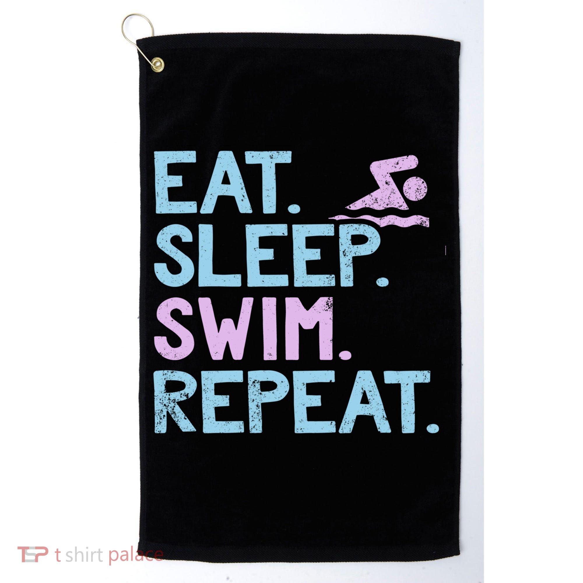 Eat Sleep Swim Repeat Swimmer Gift Golf Towel