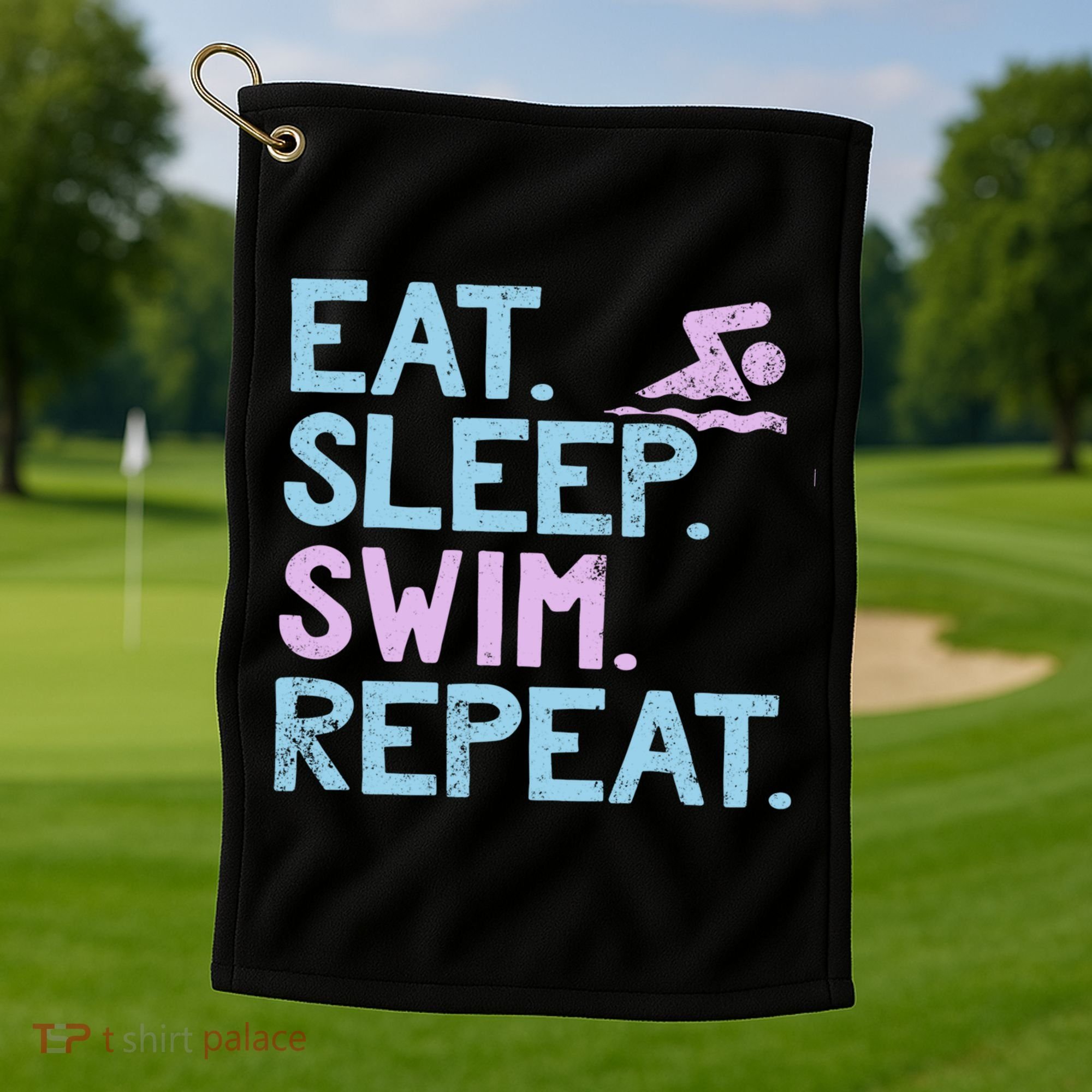 Eat Sleep Swim Repeat Swimmer Gift Golf Towel