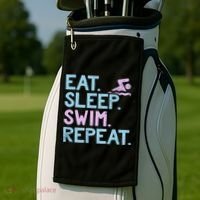 Eat Sleep Swim Repeat Swimmer Gift Golf Towel thumb 2