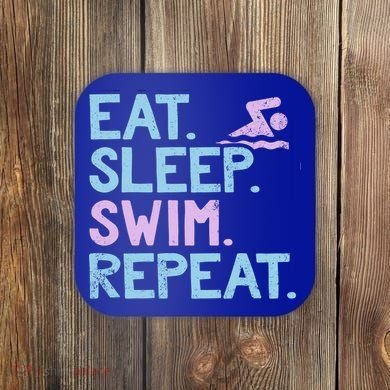 Eat Sleep Swim Repeat Swimmer Gift Coaster