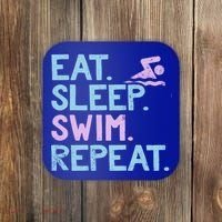 Eat Sleep Swim Repeat Swimmer Gift Coaster thumb 0
