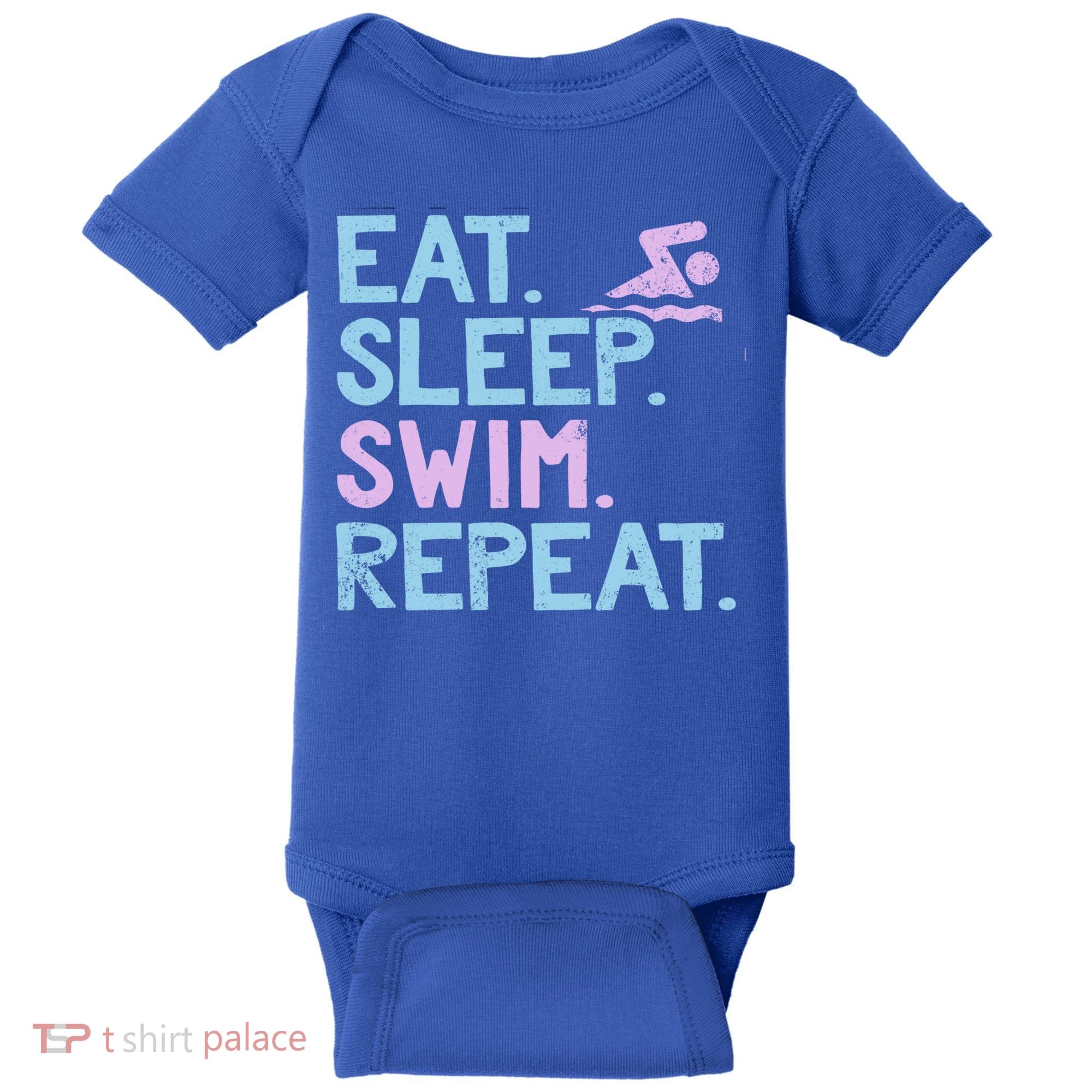 Eat Sleep Swim Repeat Swimmer Gift Baby Bodysuit