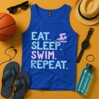 Eat Sleep Swim Repeat Swimmer Gift Tank Top thumb 4