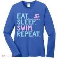 Eat Sleep Swim Repeat Swimmer Gift Women's Long Sleeve Shirt thumb 0
