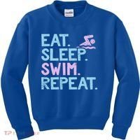 Eat Sleep Swim Repeat Swimmer Gift Kids Sweatshirt thumb 0