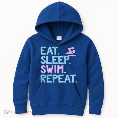 Eat Sleep Swim Repeat Swimmer Gift Kids Hoodie
