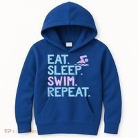 Eat Sleep Swim Repeat Swimmer Gift Kids Hoodie thumb 0