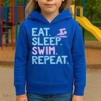 Eat Sleep Swim Repeat Swimmer Gift Kids Hoodie thumb 3