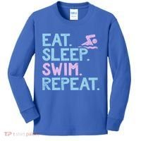 Eat Sleep Swim Repeat Swimmer Gift Kids Long Sleeve Shirt thumb 0
