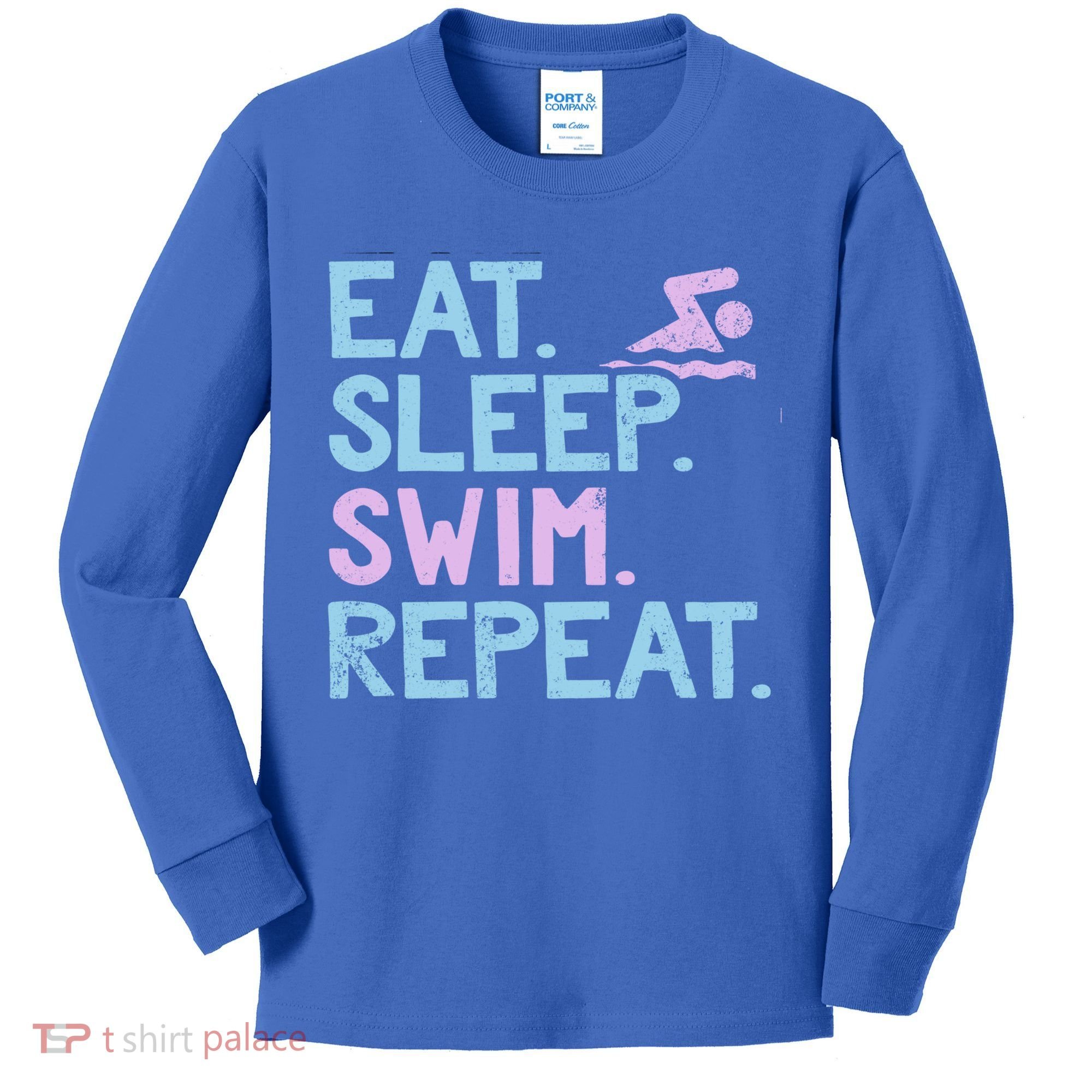 Eat Sleep Swim Repeat Swimmer Gift Kids Long Sleeve Shirt