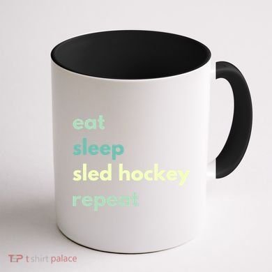 Eat Sleep Sled Hockey Repeat Cool Gift Coffee Mug back