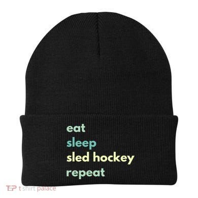 Eat Sleep Sled Hockey Repeat Cool Gift Beanie