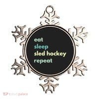 Eat Sleep Sled Hockey Repeat Cool Gift Ornament thumb 0