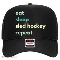 Eat Sleep Sled Hockey Repeat Cool Gift Hat thumb 0