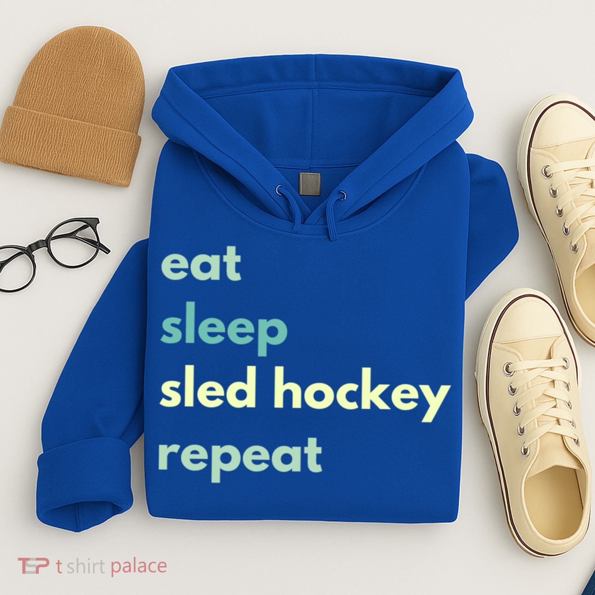 Eat Sleep Sled Hockey Repeat Cool Gift Hoodie