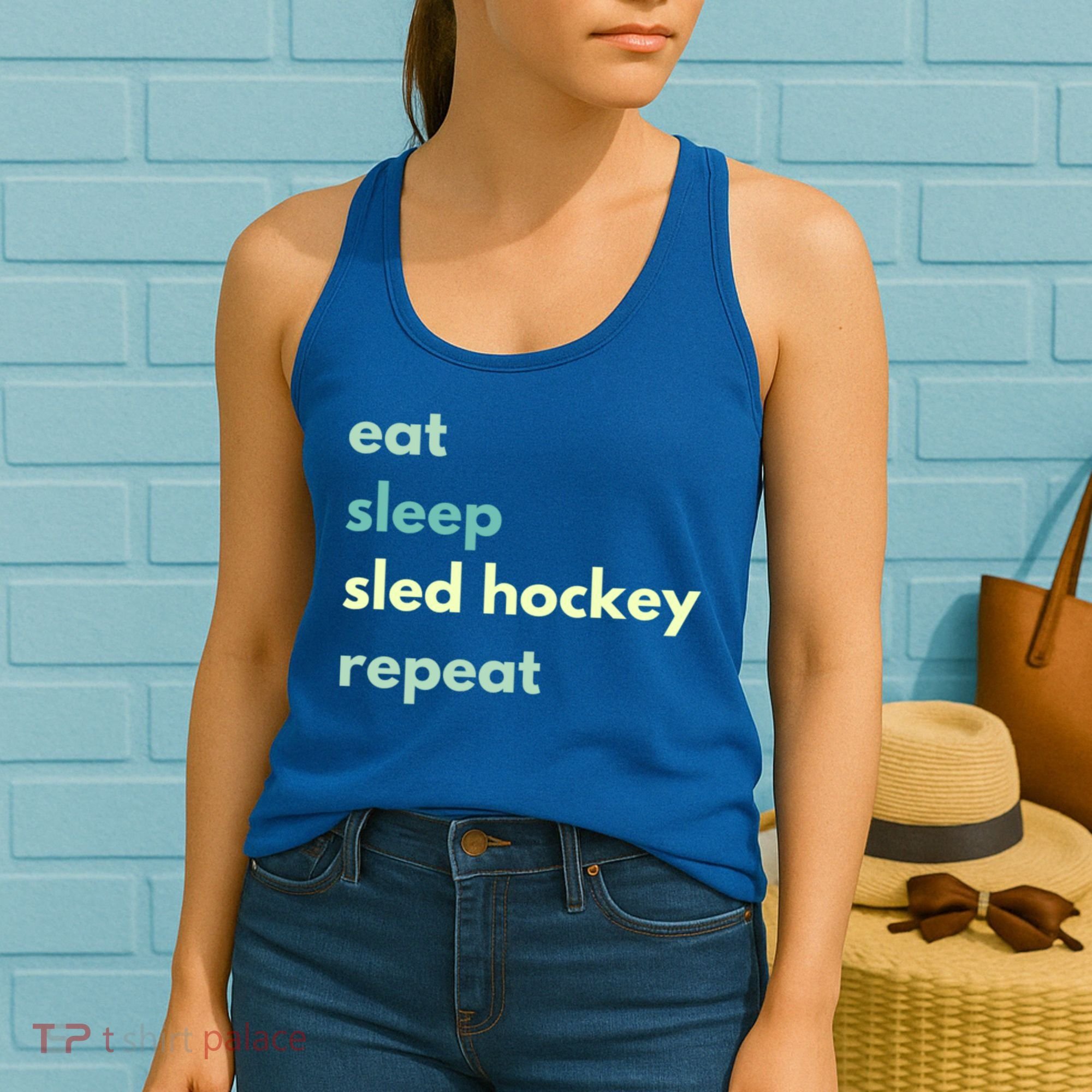Eat Sleep Sled Hockey Repeat Cool Gift Women's Tank Top