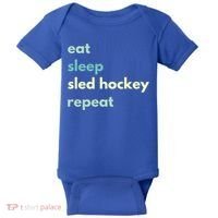 Eat Sleep Sled Hockey Repeat Cool Gift Baby Bodysuit thumb 0