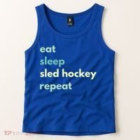 Eat Sleep Sled Hockey Repeat Cool Gift Tank Top thumb 2
