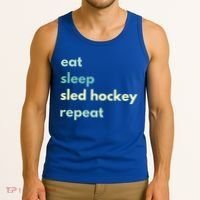 Eat Sleep Sled Hockey Repeat Cool Gift Tank Top thumb 3