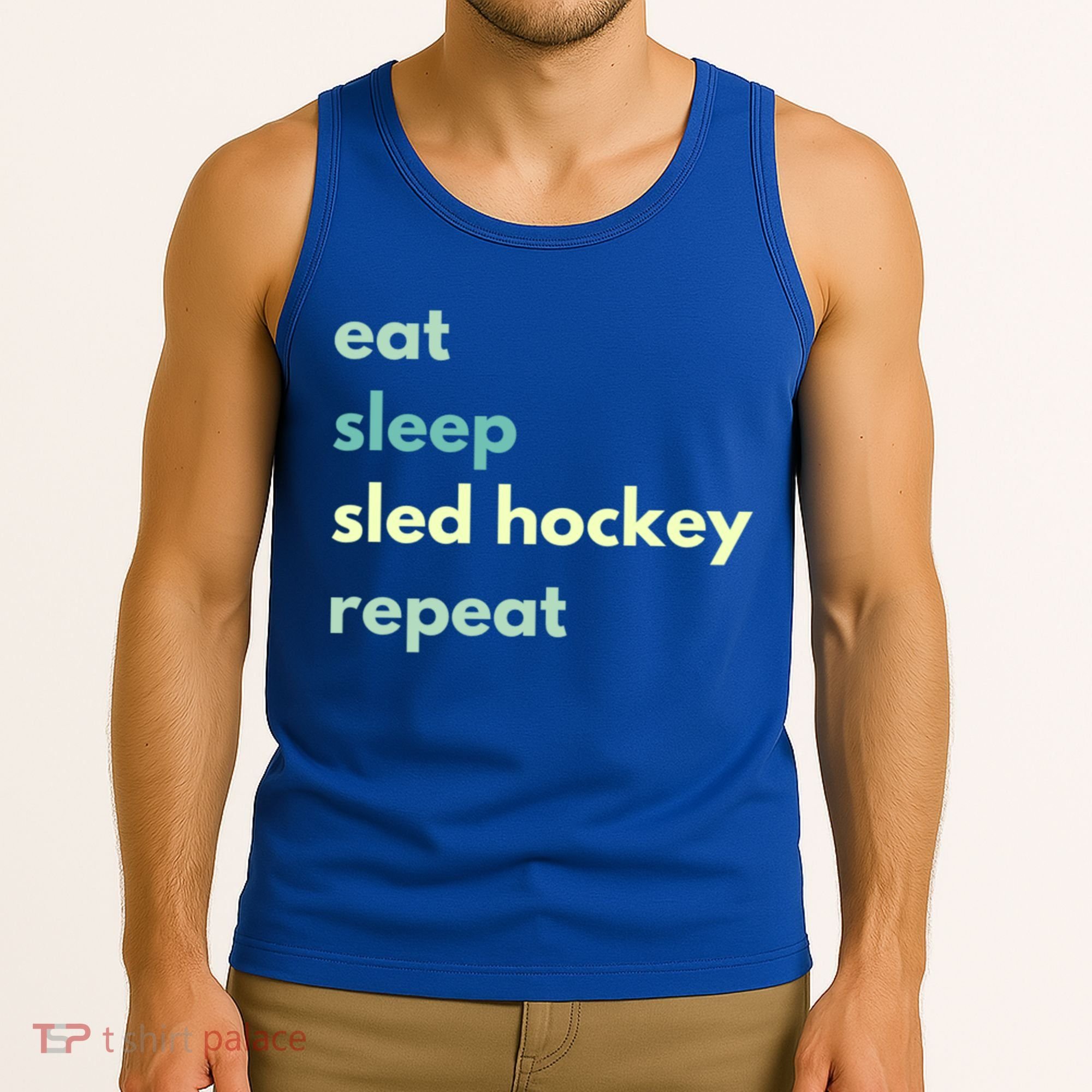 Eat Sleep Sled Hockey Repeat Cool Gift Tank Top