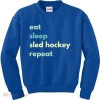 Eat Sleep Sled Hockey Repeat Cool Gift Kids Sweatshirt thumb 0