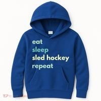 Eat Sleep Sled Hockey Repeat Cool Gift Kids Hoodie thumb 0