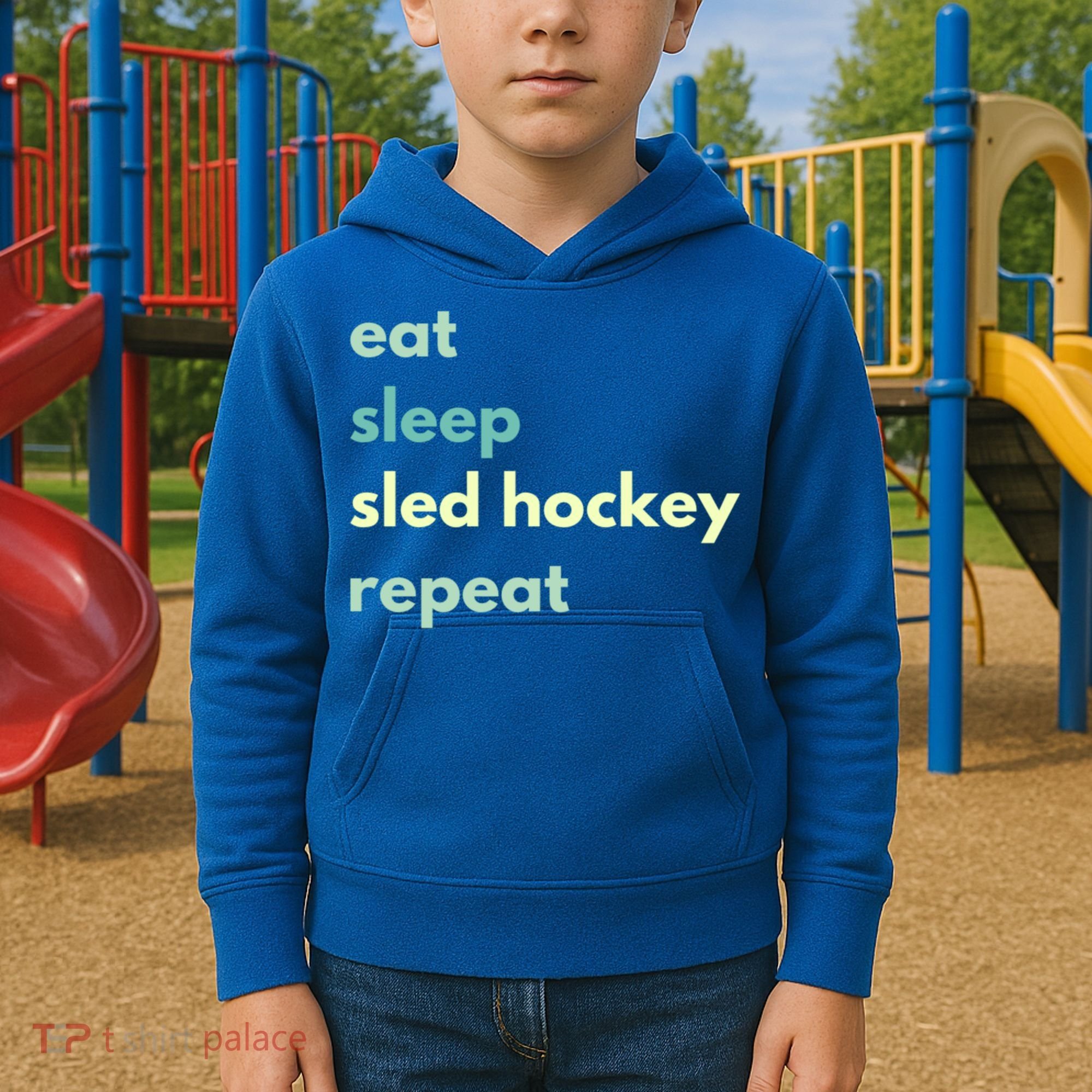 Eat Sleep Sled Hockey Repeat Cool Gift Kids Hoodie