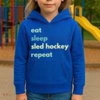 Eat Sleep Sled Hockey Repeat Cool Gift Kids Hoodie thumb 3