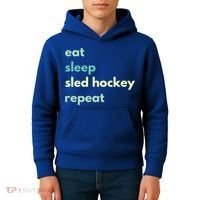 Eat Sleep Sled Hockey Repeat Cool Gift Kids Hoodie thumb 4