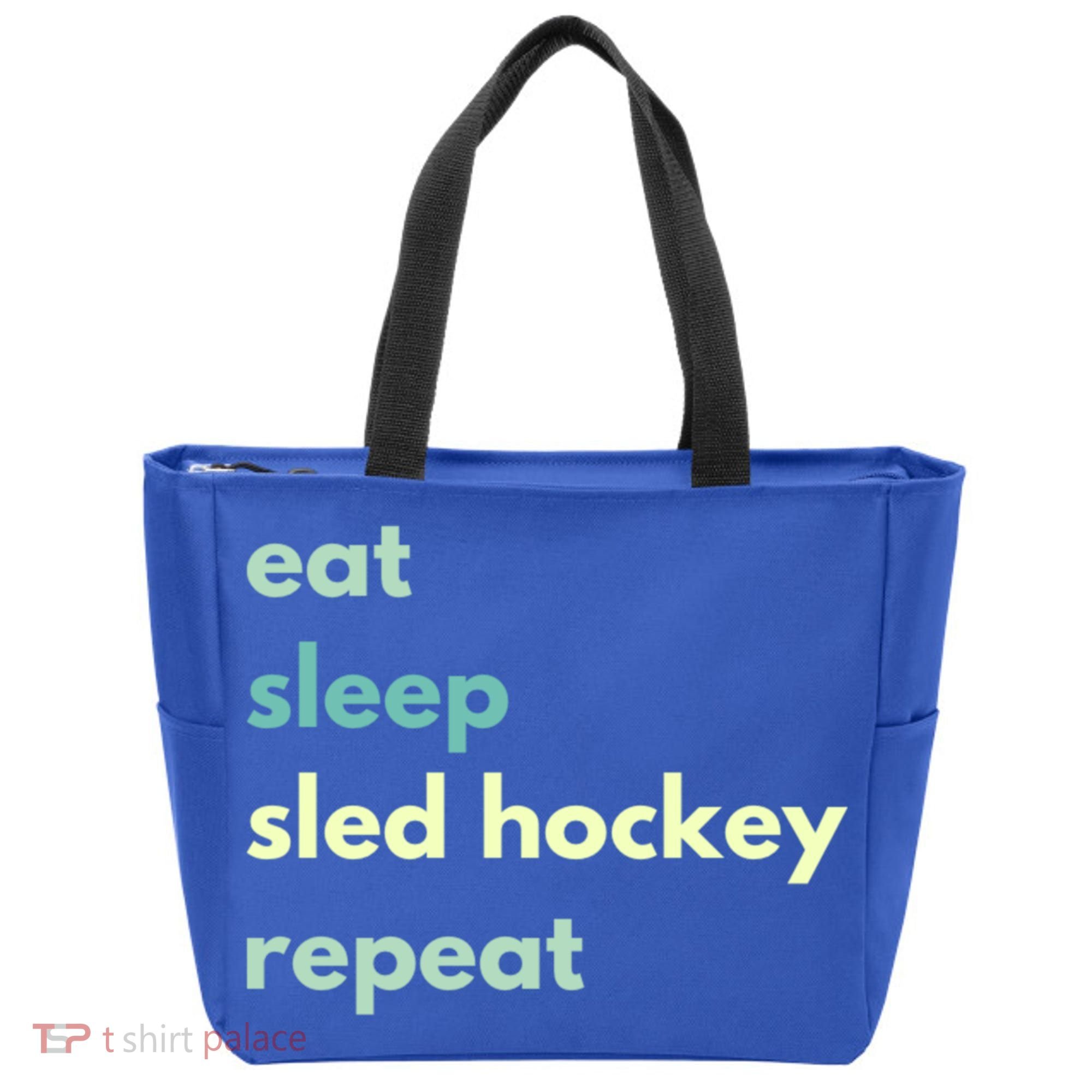 Eat Sleep Sled Hockey Repeat Cool Gift Tote Bag