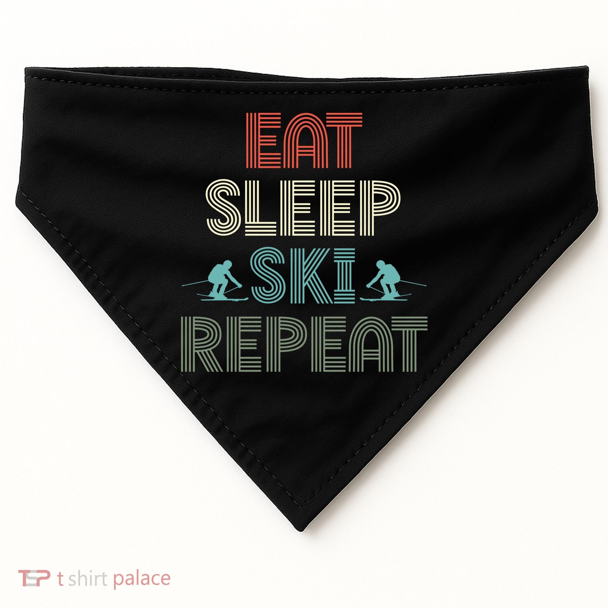 Eat Sleep Ski Repeat Skiing Lover Ice Ski Winter Sport Gift USA-Made Doggie Bandana