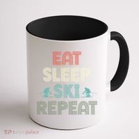 Eat Sleep Ski Repeat Skiing Lover Ice Ski Winter Sport Gift Coffee Mug thumb 1