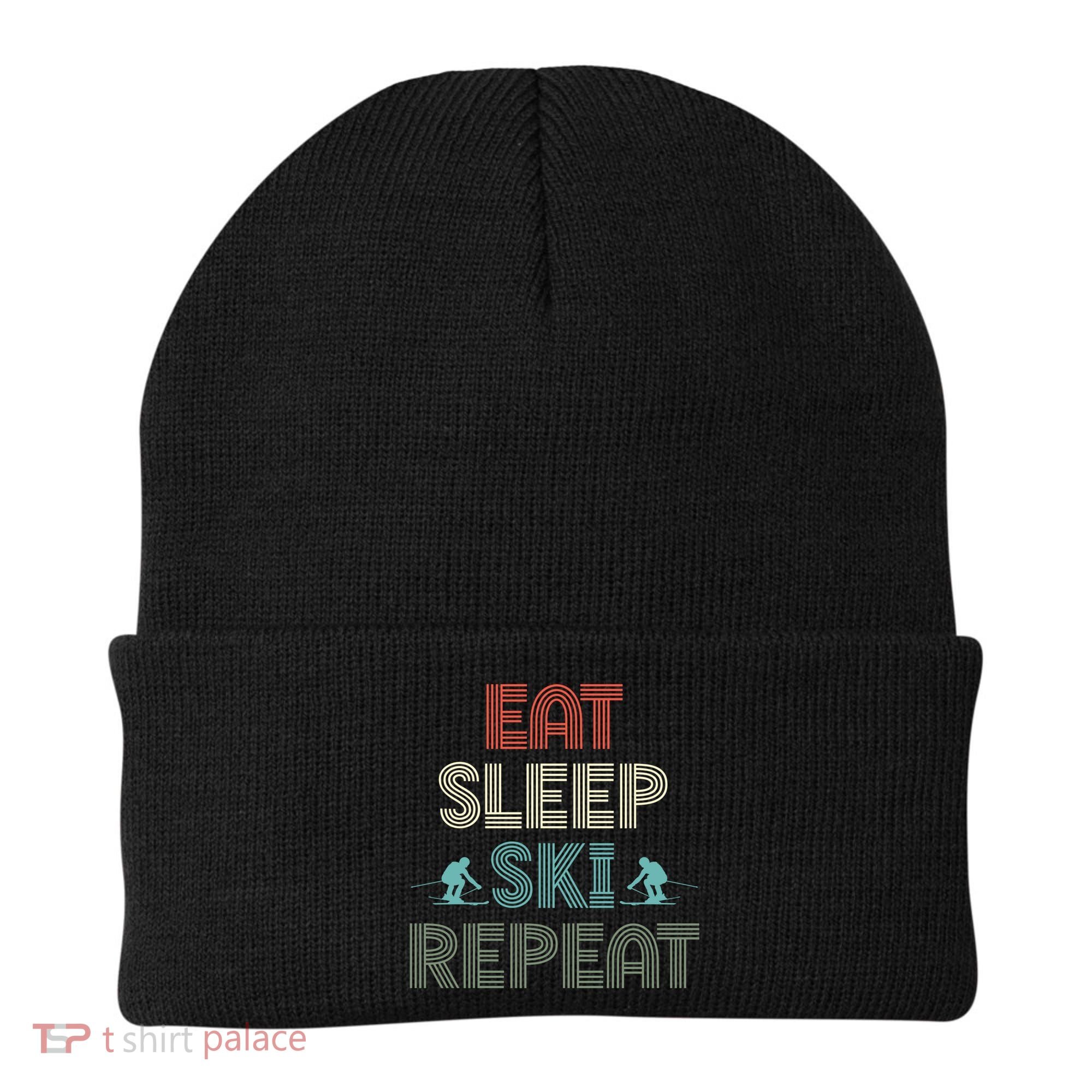 Eat Sleep Ski Repeat Skiing Lover Ice Ski Winter Sport Gift Beanie