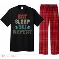 Eat Sleep Ski Repeat Skiing Lover Ice Ski Winter Sport Gift Pajama Set thumb 0