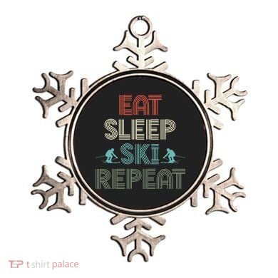 Eat Sleep Ski Repeat Skiing Lover Ice Ski Winter Sport Gift Ornament
