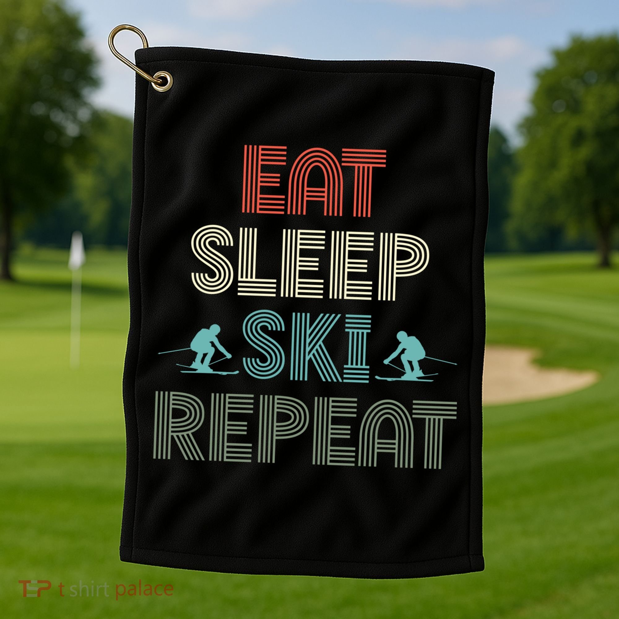 Eat Sleep Ski Repeat Skiing Lover Ice Ski Winter Sport Gift Golf Towel
