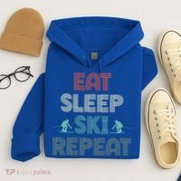 Eat Sleep Ski Repeat Skiing Lover Ice Ski Winter Sport Gift Hoodie thumb 4