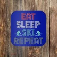Eat Sleep Ski Repeat Skiing Lover Ice Ski Winter Sport Gift Coaster thumb 0
