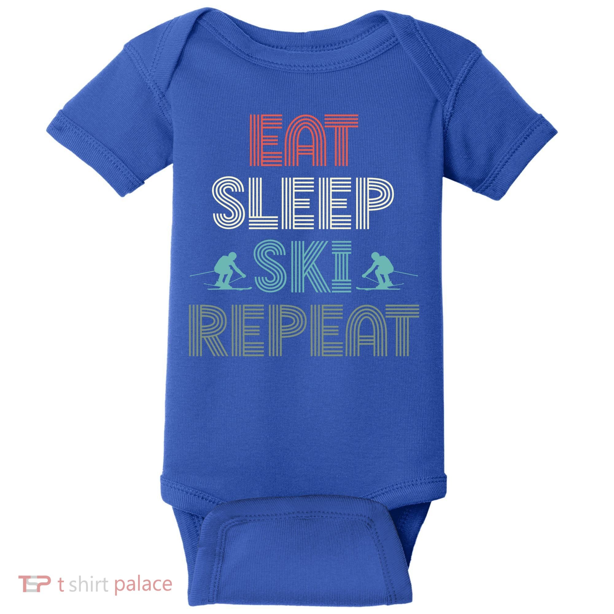 Eat Sleep Ski Repeat Skiing Lover Ice Ski Winter Sport Gift Baby Bodysuit