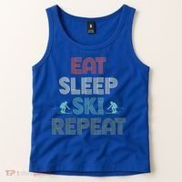 Eat Sleep Ski Repeat Skiing Lover Ice Ski Winter Sport Gift Tank Top thumb 2