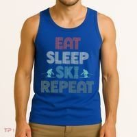 Eat Sleep Ski Repeat Skiing Lover Ice Ski Winter Sport Gift Tank Top thumb 3