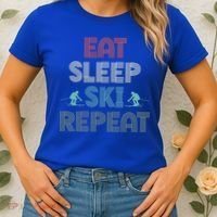 Eat Sleep Ski Repeat Skiing Lover Ice Ski Winter Sport Gift Women's T-Shirt thumb 2