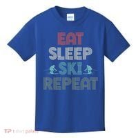 Eat Sleep Ski Repeat Skiing Lover Ice Ski Winter Sport Gift Kids T-Shirt thumb 0
