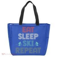 Eat Sleep Ski Repeat Skiing Lover Ice Ski Winter Sport Gift Tote Bag thumb 0