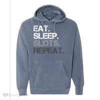 Eat Sleep Slots Repeat - Funny Slot Machine Gambling Comfort Colors Garment-Dyed Hooded Sweatshirt thumb 0