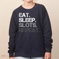 Eat Sleep Slots Repeat - Funny Slot Machine Gambling Women's Sweatshirt thumb 0